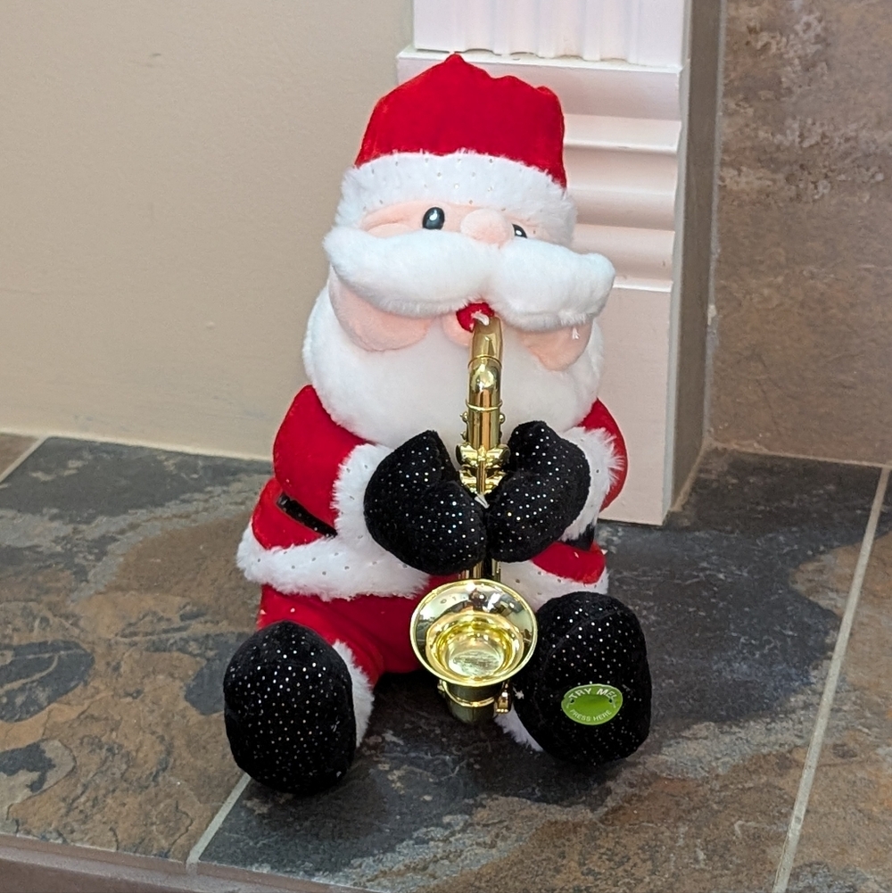 Animated Musical Santa Playing Saxophone Christmas Plush